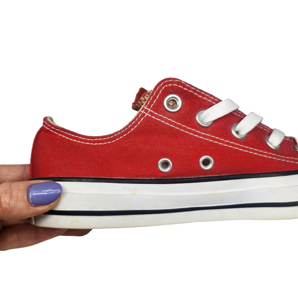 Converse All Star Shoes Womens 6 Red White Solid Low Top Comfy Sneakers Low Top - Picture 7 of 11